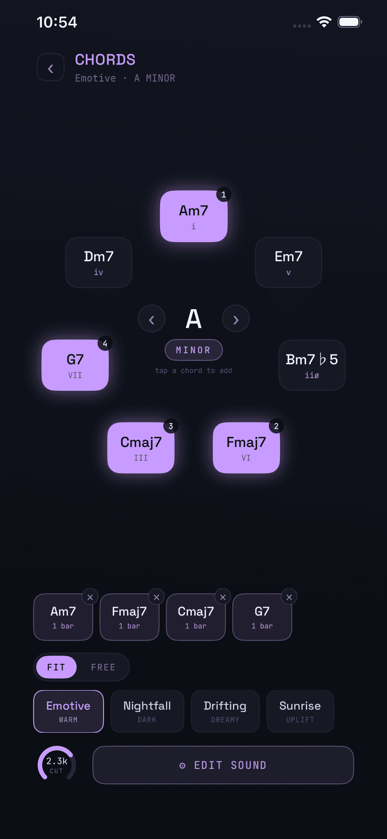 Chord progression editor